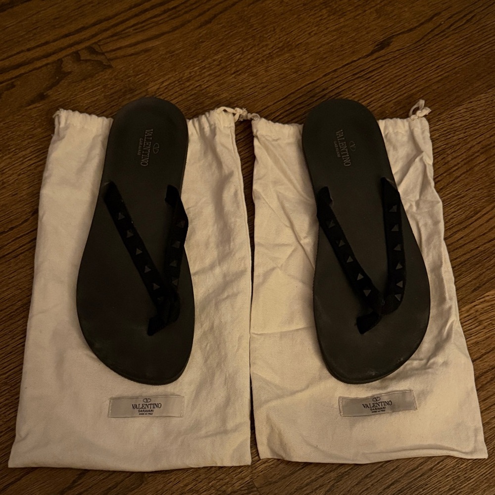 Valentino Black Studded Men’s Flip Flops - size 11.5